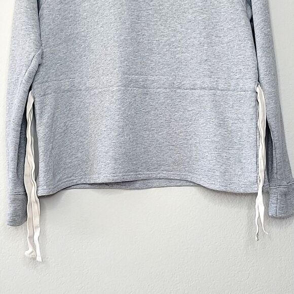 ATHLETA Gray Long Sleeve Crew Neck Sweatshirt size M Draw Waist Pullover Active - Picture 4 of 13